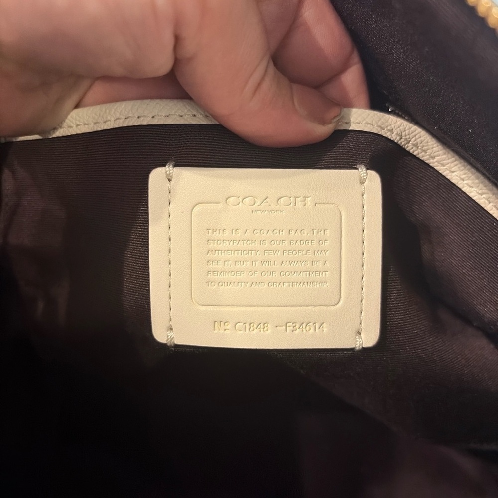 Coach F34614 Signature Canvas Tote Cream Leather Shoulder Bag - Picture 8 of 9